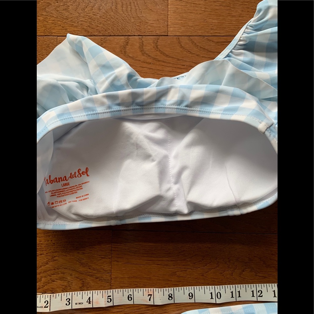 🎁Cabana Del Sol Gingham Blue/White Ruffle Bikini - Picture 3 of 8